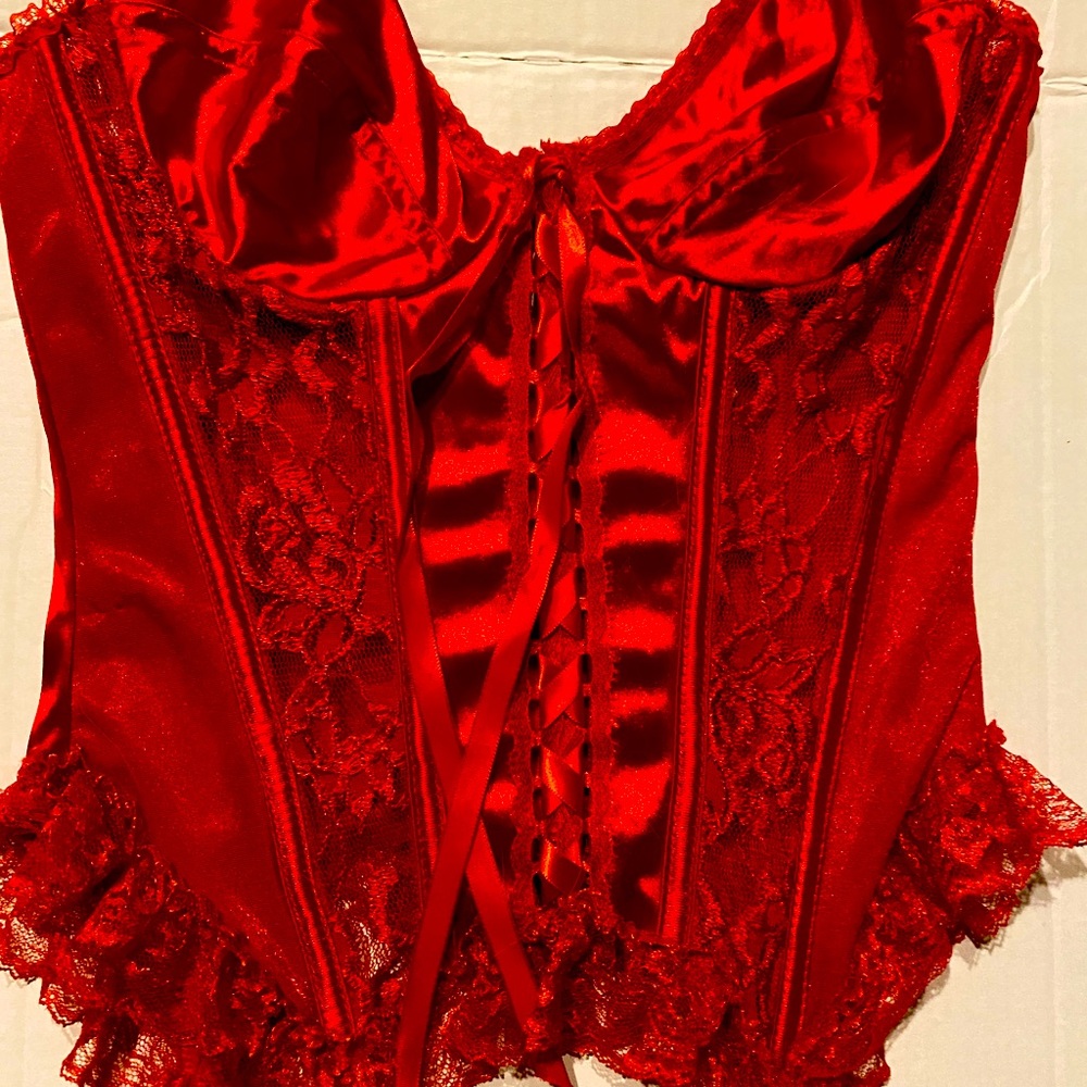 SALE TODAY Bright RED Hot sexyBuster with straps M